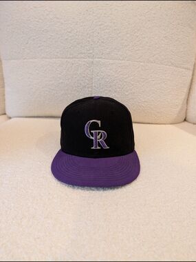 New Era Colorado Rockies 59FIFTY Black/Purple Hat - 7 1/2